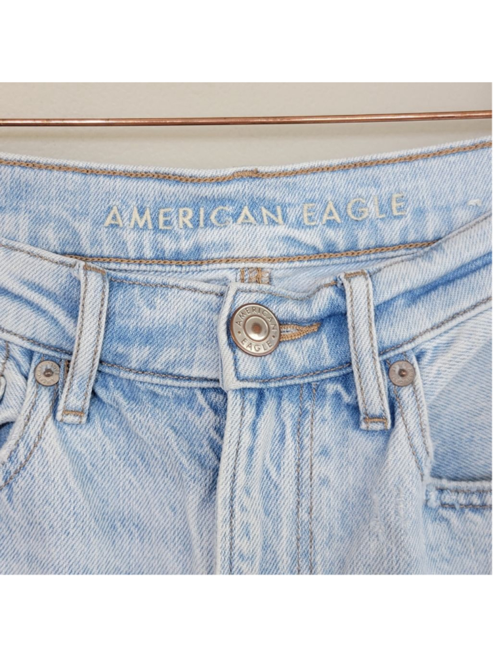 AE 6 American Eagle Highest Rise 90s Boyfriend Jeans Distressed Light Wash Raw - Picture 3 of 11